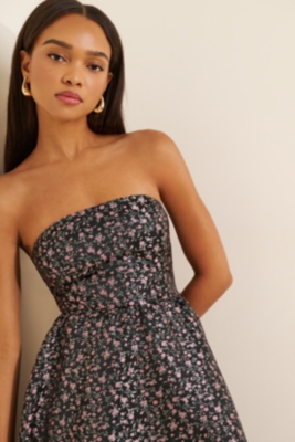 Glenn Strapless Jacquard Midi Dress