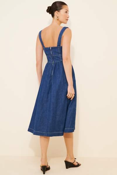reformation tagliatelle dress denim Midi silk wrap midi dress eye bodice lends nostalgic Designer Shimmery Lace Strapless Color:ROSE