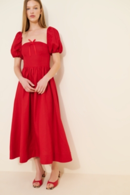 ワンピース reformation Marella Linen Dress Reformation Marella Puff Sleeve Linen Dress | Nordstrom