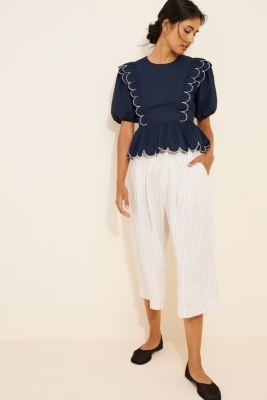 【meer.】CREAM PUFF TOP /BLK Joey Taupe Cropped Puff Sleeve Top with Black Floral