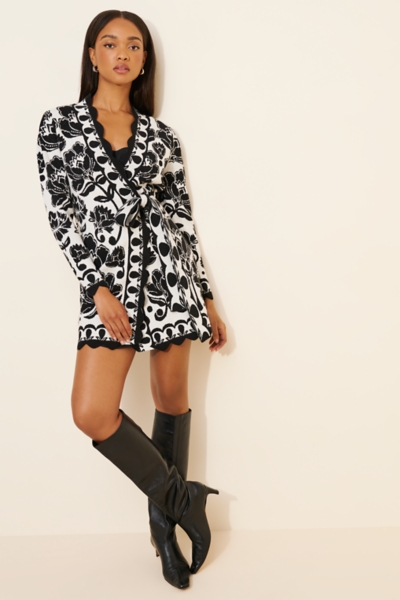 Floral Arabesque Knit Wrap Dress | Nuuly