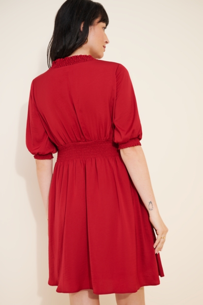 mini red maternity dress HATCH Collection The Mitzi Dress in Brown