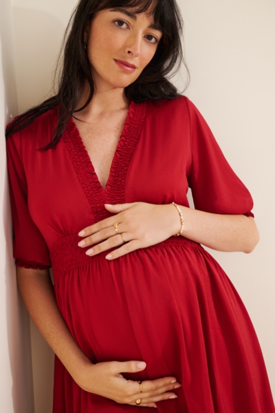 knee length dresses for ladies The V-Neck Vibe Mini Maternity Dress – Ingrid & Isabel main image 0
