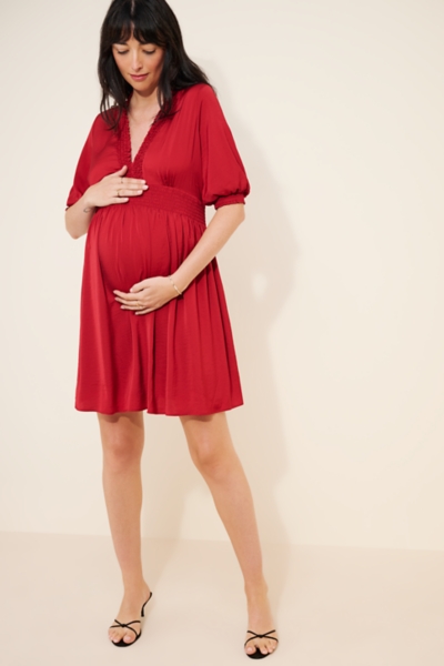 Maternity Deep V Mini Dress | Nuuly