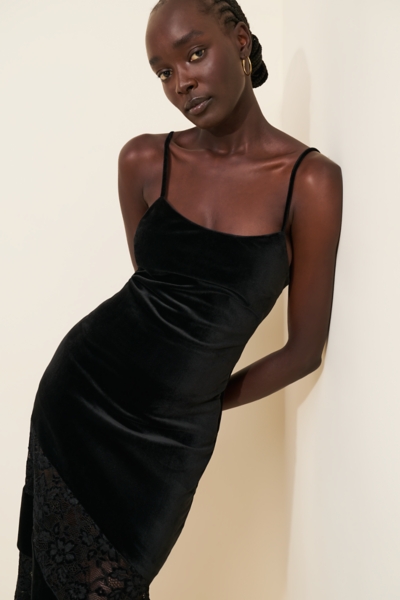 Vale Lace And Velvet Slip Dress | Nuuly