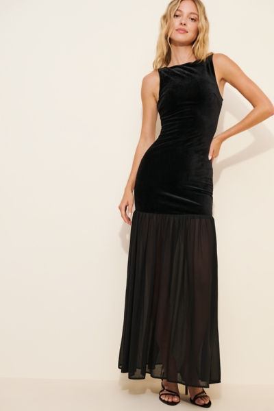 Mary Velvet And Chiffon Maxi Dress | Nuuly