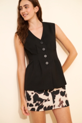 トップス ENFOLD PLEATS TWO-WAY VEST Joni Button-Up Vest