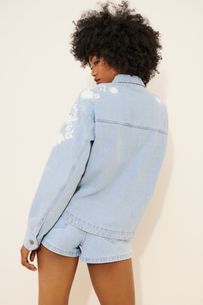 Embroidered Denim Shirt Jacket | Nuuly