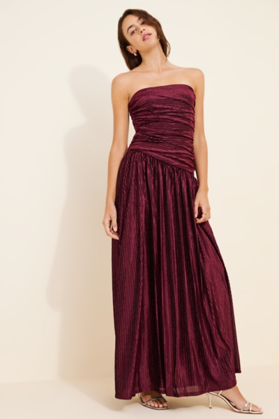 Strapless Metallic Drop Waist Maxi Dress | Nuuly