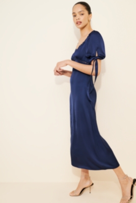 Short Sleeve Satin Slip Dress