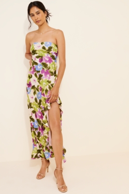 Strapless Floral Slip Maxi Dress