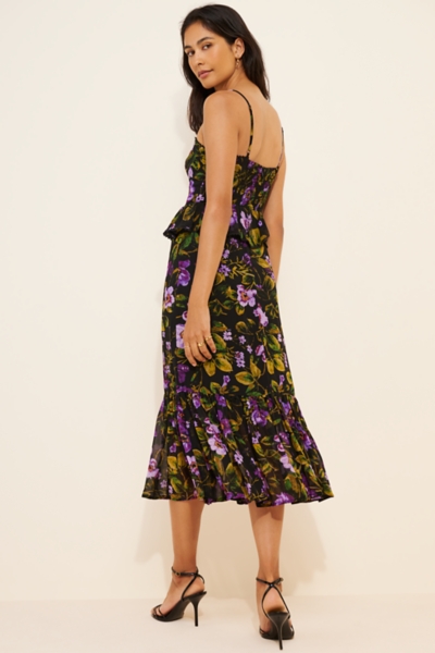 knee length dresses for ladies The Laura Floral Tiered Midi – Kris Ashley & Co main image 1