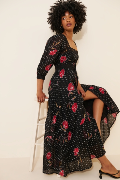 knee length dresses for ladies Painted Meadows Midi Dress main image 0