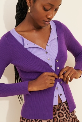 Her lip to - ひなMulti-Layered Bicolor Cardigan herlipto Multi-Layered Bicolor Cardigan - vanilla - 一体型