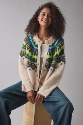 Becca Fairisle Brushed Knit Oversized Cardigan | Nuuly