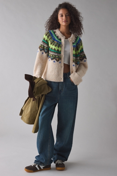 Becca Fairisle Brushed Knit Oversized Cardigan | Nuuly
