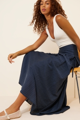 【BAON】Royzel Ribbon Banding Check Long Skirt BAON】Vanku banding ribbon check long skirt (BAON/スカート
