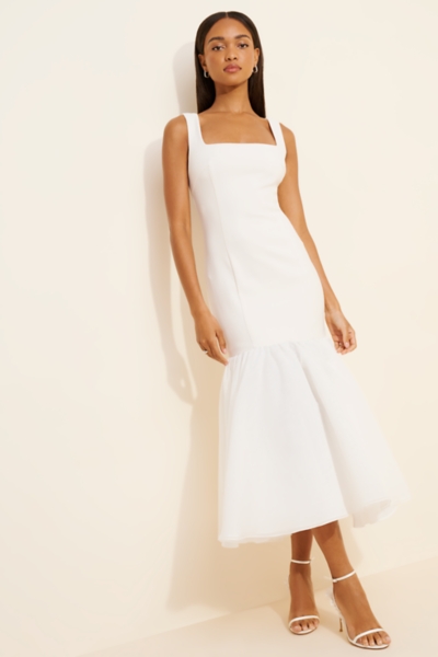 knee length dresses for ladies White Orchid Midi Dress– Teuta Matoshi main image 0