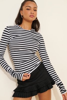 One-Shoulder Tie-Neck Top