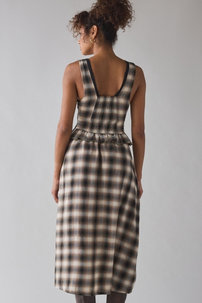 Perfectly Plaid Lace-Up Ruffle Midi Dress | Nuuly