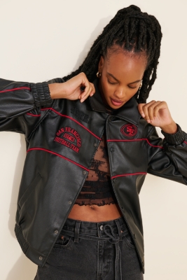 San Francisco 49ers Vegan Leather Racing Jacket | Nuuly