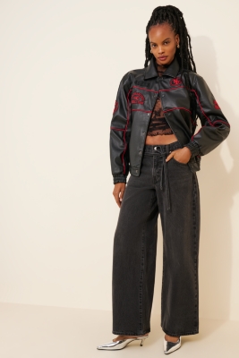 San Francisco 49ers Vegan Leather Racing Jacket | Nuuly