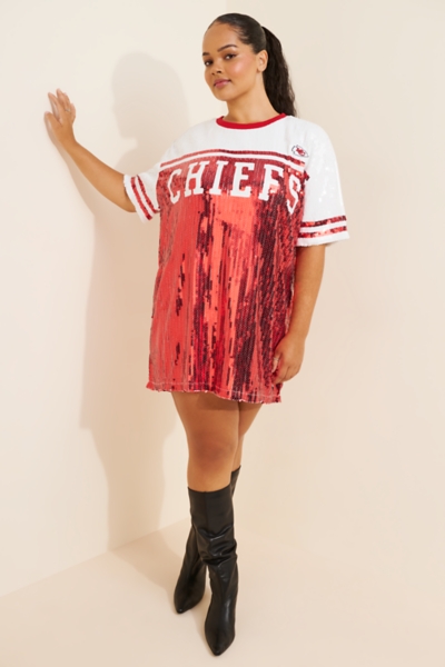 kansas city chiefs jersey dress Women's Gameday Couture Red Kansas City Chiefs Perfect Score Vintage T-Shirt Dress Size: Small
