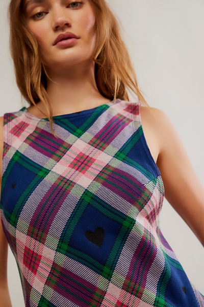 knee length dresses for ladies Free People Carven Plaid Mini - Berry Combo