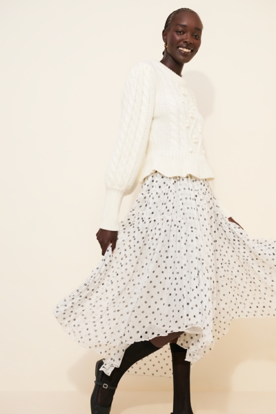 Peplum Detail Cable Knit Sweater | Nuuly