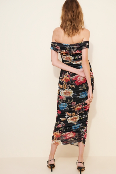 over the swoon black off the shoulder bodycon dress Black Off Shoulder Maxi Dress