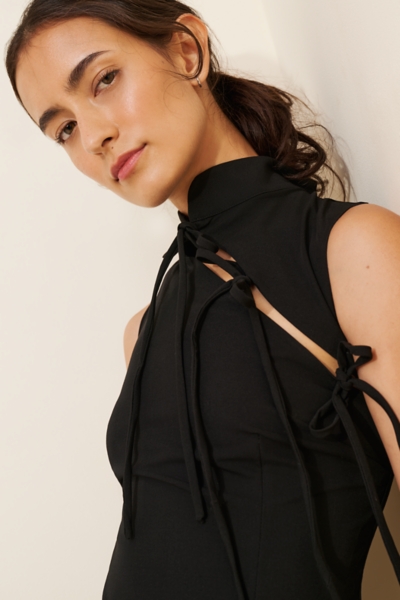 asymmetrical neck knotted mini dress Tie Hierarchy:Meshki Intimates/Sleep Thank you reddit for Size:Us Size 8 enhancing the chic and