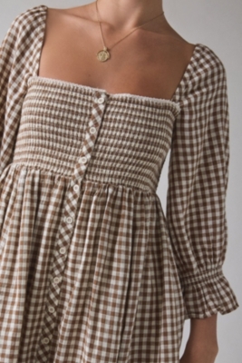 Cute As A Button Puff Sleeve Babydoll Mini Dress