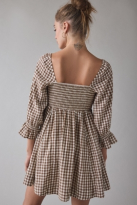 Cute As A Button Puff Sleeve Babydoll Mini Dress