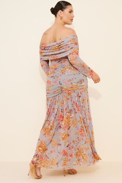 afrm emmeline off-the-shoulder long-sleeve lace maxi dress AFRM Emmeline Off-the-Shoulder Long-Sleeve Stretch Lace Maxi Dress