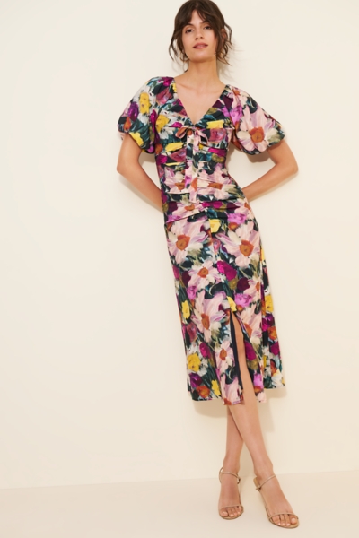 Elinda Ruched Front Midi Dress | Nuuly