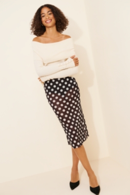 Dottie Sheer Mesh Polka Dot Midi Skirt Nuuly