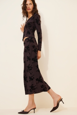 Holly Velvet Floral Midi Skirt Nuuly
