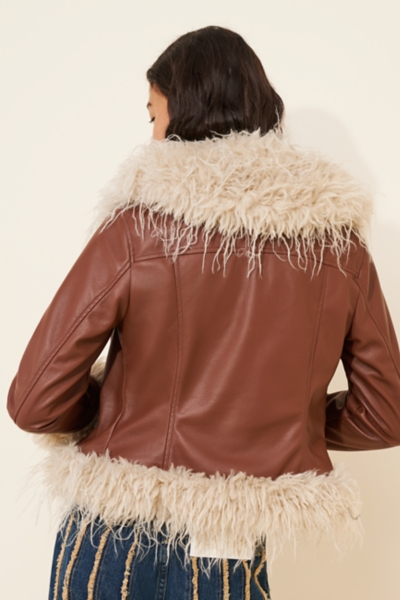 Tiffany Faux Leather + Faux Fur Trim Jacket | Nuuly