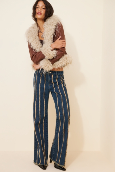 【THINK FUR】 Tiffany Faux Leather + Faux Fur Trim Jacket | Nuuly