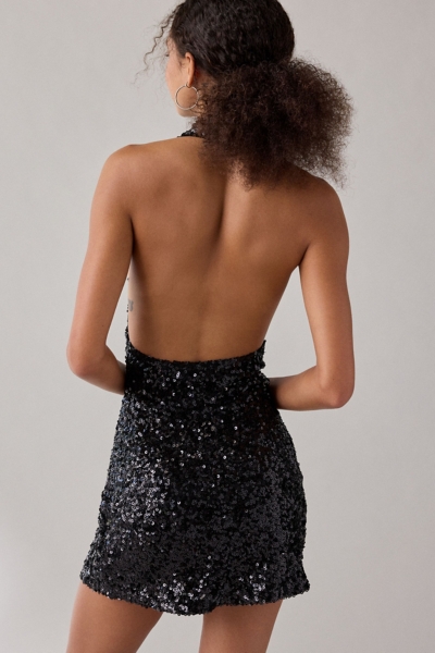 Formal Halter Neck Glitter Dress Coyote Sequin Halter Bodycon Mini Dress  Nuuly