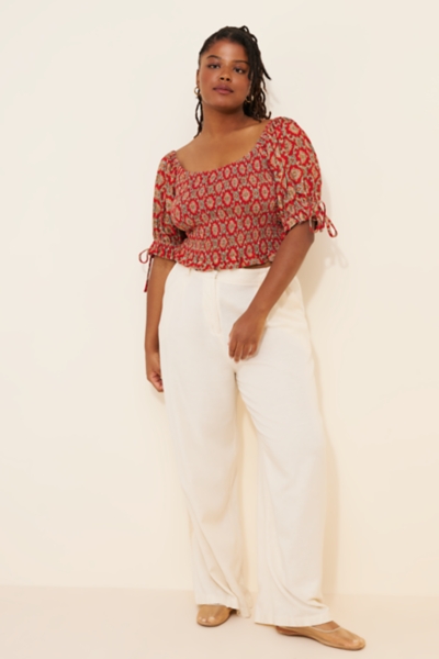 Crop Smocked Puff Sleeve Blouse | Nuuly