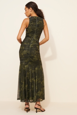 Mesh Printed Maxi Dress