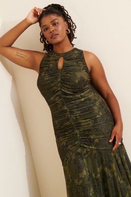 Mesh Printed Maxi Dress