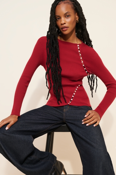 Fitted Mock-Neck Knit Top | Nuuly