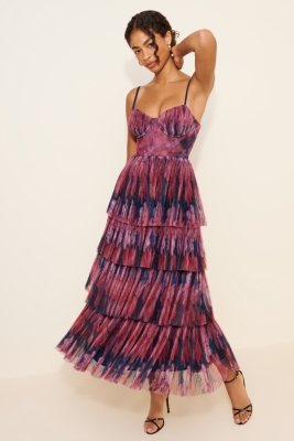 Tulle Print Maxi Dress