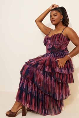 Tulle Print Maxi Dress