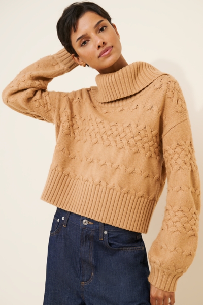 Maureen Mixed Cable Cowl-Neck Sweater | Nuuly