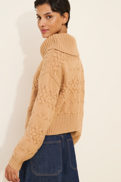 Maureen Mixed Cable Cowl-Neck Sweater | Nuuly