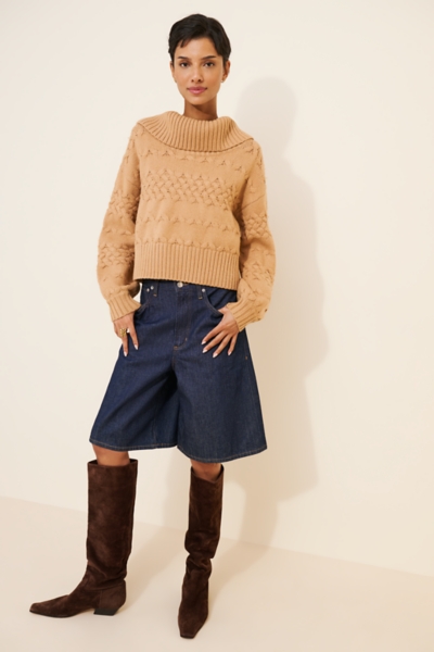 Maureen Mixed Cable Cowl-Neck Sweater | Nuuly