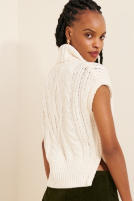 Angelica Cable Trim High-Low Sweater Vest | Nuuly